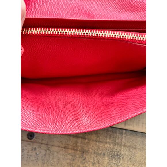 PRADA Pink Saffiano Leather Continental Bow Wallet With Authenticity Card - Picture 10 of 15